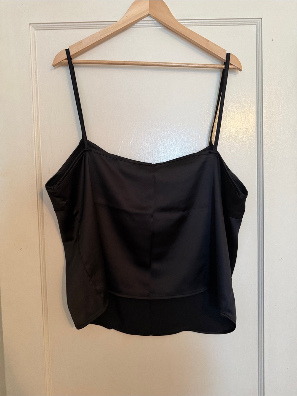 NLT NWOT Classic Black Satin Camisole with Spaghetti Straps - Picture 7 of 7